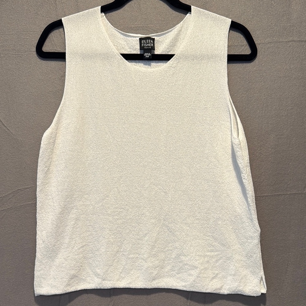 Eileen Fisher White Sleeveless Knit Top